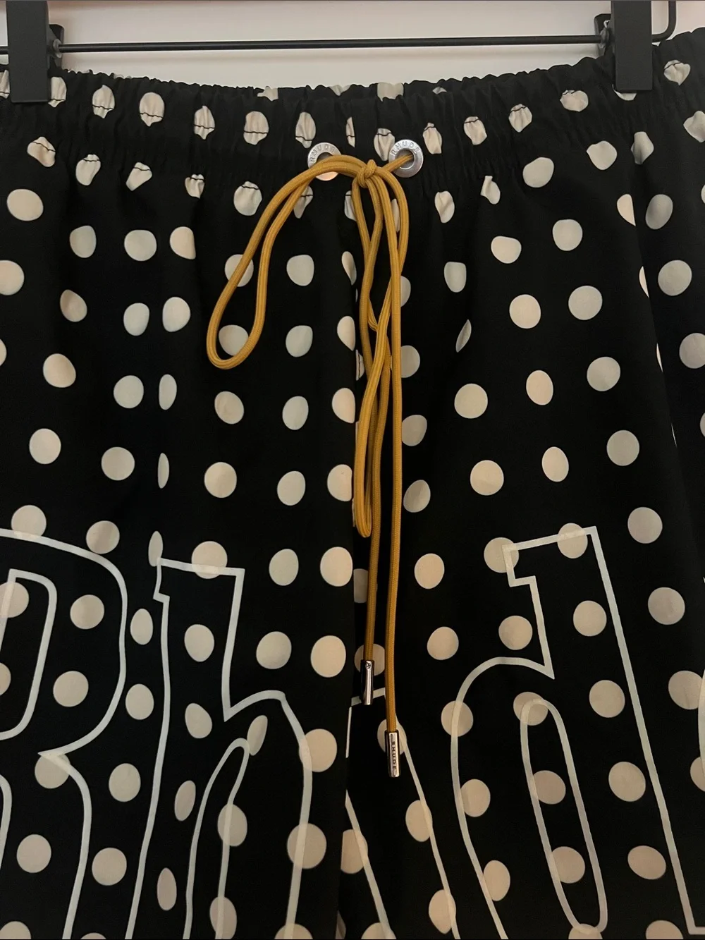 Rhude Black Polka Dot Logo Drawstring Men’s Swim Shorts